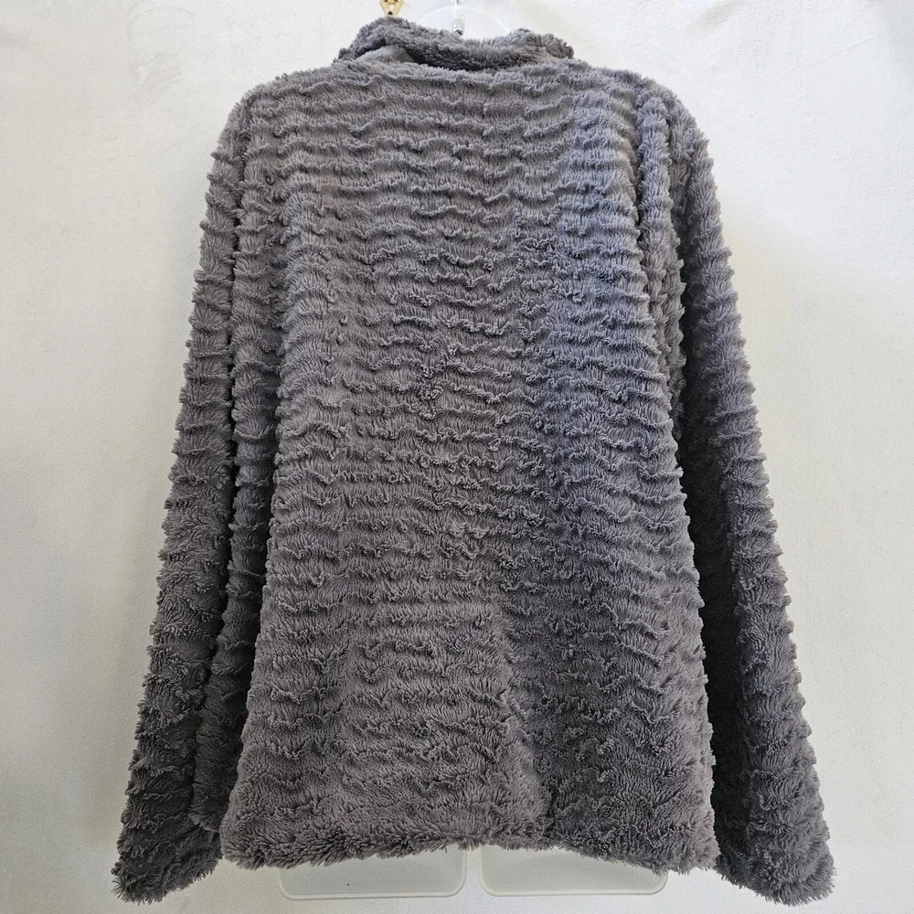 Patagonia Los Gatos Fleece Womens XL Grey Wavy Textured Mock Neck Gorpcore Cozy - Picture 3 of 15